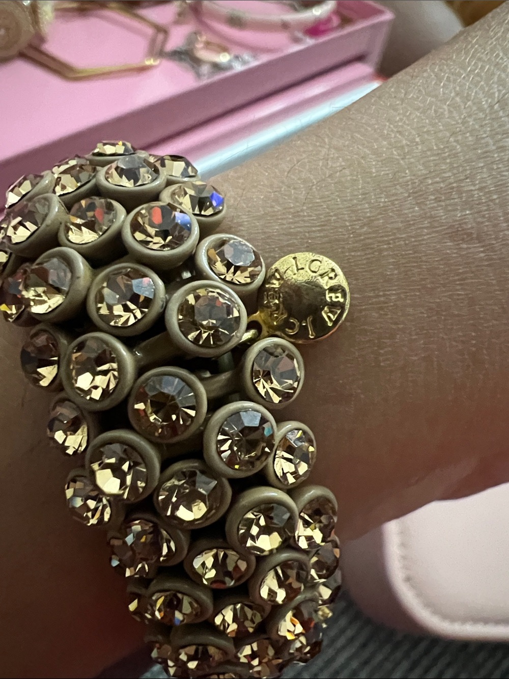 J. Crew Gold Crystal Bead Stretch Bracelet - Picture 2 of 2